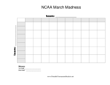 50 Square NCAA March Madness Grid 