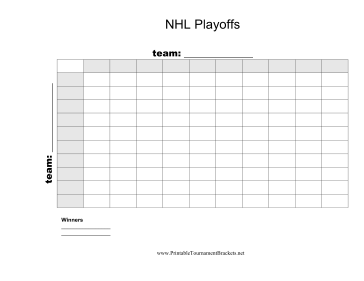 100 Square NHL Playoffs Grid 
