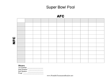 100 Square Super Bowl Grid 