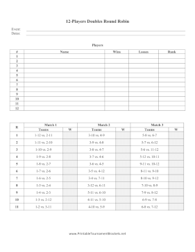 12 Doubles Round Robin 