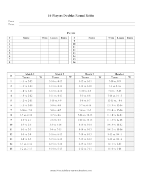 16 Doubles Round Robin 