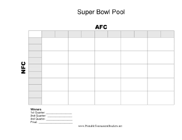 25 Square Super Bowl Grid 