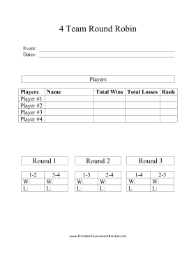 Double Round Robin Tournament Chart