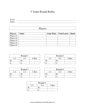 5 Team Round Robin 