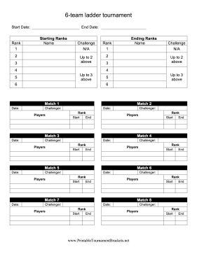 6-Team Ladder Tournament Bracket 