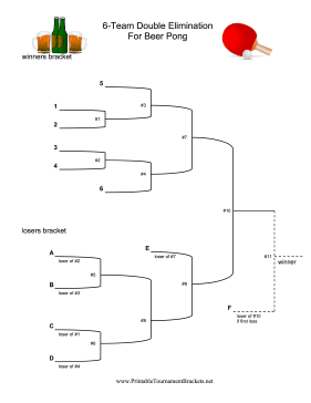 6 Team Double Elimination Beer Pong 