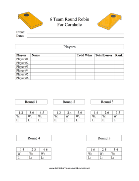 6 Team Round Robin Cornhole 