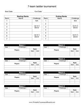 7-Team Ladder Tournament Bracket 