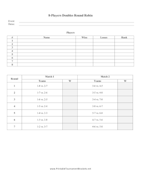 8 Doubles Round Robin 