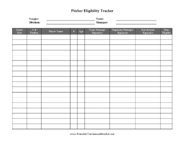 Baseball Pitcher Eligibility Tracker 