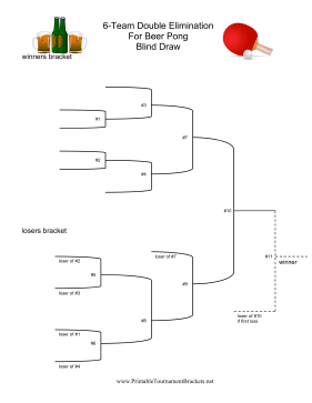 Blind Draw 6 Team Double Elimination Beer Pong 