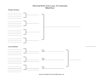 Blind Draw Double Elimination Pinewood Derby Four Lanes 