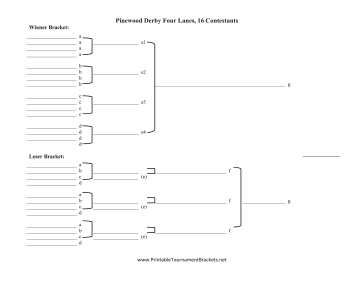 Double Elimination Pinewood Derby Four Lanes 