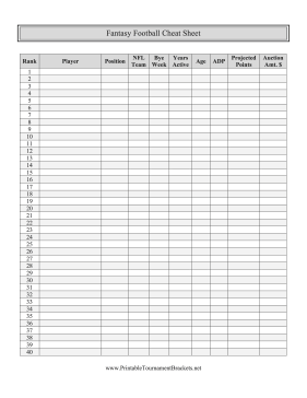 fantasy football draft sheet