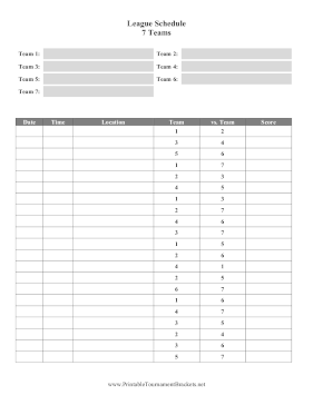 League Schedule 7 Teams 