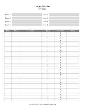 League Schedule 8 Teams 