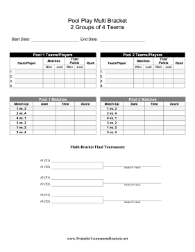 Pool Play Multi Bracket 2 Groups Of 4 