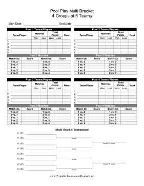 Pool Play Multi Bracket 4 Groups Of 5 