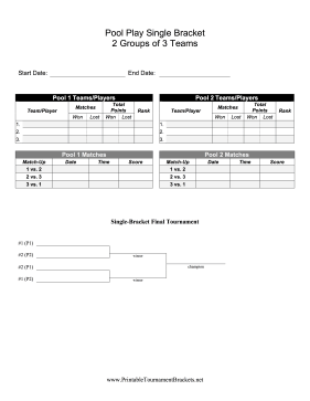 Pool Play Single Bracket 2 Groups Of 3 