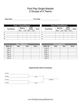 Pool Play Single Bracket 2 Groups Of 4 