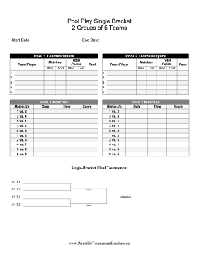 Pool Play Single Bracket 2 Groups Of 5 