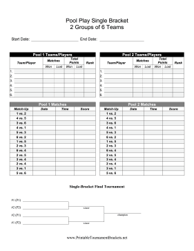 Pool Play Single Bracket 2 Groups Of 6 