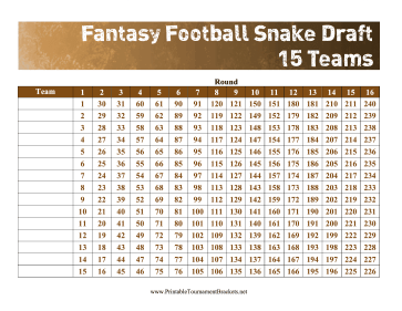 Snake Draft 15 Teams 
