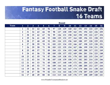 Snake Draft 16 Teams 