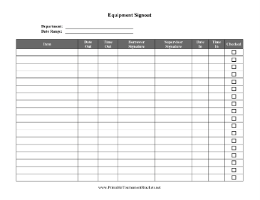 Sports Equipment Signout Tracker 