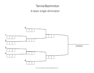 Tennis Single Elimination 6 Teams 