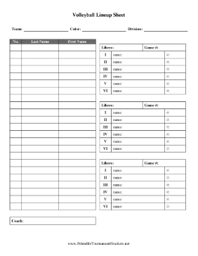 Volleyball Lineup Roster 
