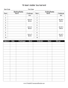 10-Team Ladder Tournament Bracket