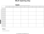 25 Square MLB Opening Day Grid