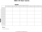 25 Square NBA All-Star Game Grid