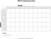 50 Square MLB Opening Day Grid