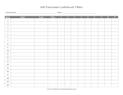 Golf Tournament Leaderboard 9 Holes