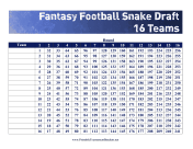 Snake Draft 16 Teams