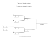 Tennis Single Elimination 5 Teams